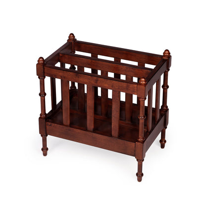 Vintage Spindle Series: Solid Wood Magazine Rack in Rich Walnut Finish
