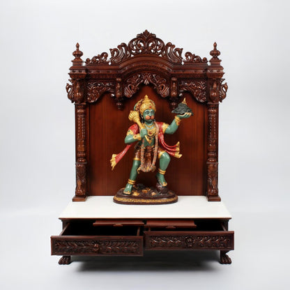 Premium Walnut Finish Sheesham Wood Pooja Mandir with Majestic Arch Design