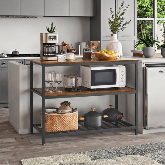 Modern Kitchen Crockery Unit Solid Wood Top island both style and functionality to cooking space With Metal Frame