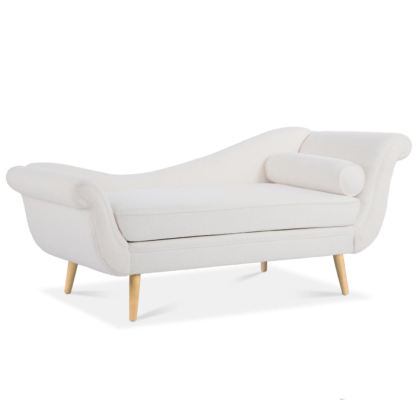 Aqua Velvet S-Shape Daybed with Solid Sheesham Wood Legs