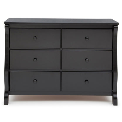 Adouer Wood Classic 6-Drawer Sleigh Kids' Chest Of Drawers – Matte Black Finish