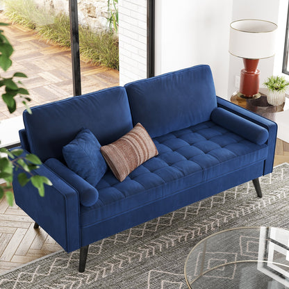 Modern Tufted Velvet 3 Seater Sofa with Solid Wood Base