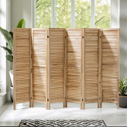 ADOUER WOOD 6-Panel Louvered Solid Wood Room Divider – Natural Ash Finish