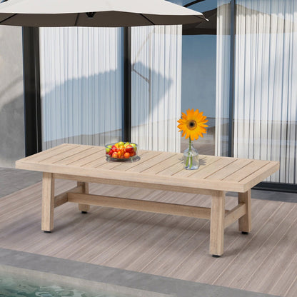 ADOUER WOOD  Modern Slatted Acacia Wood Outdoor Dining Table in Natural Finish