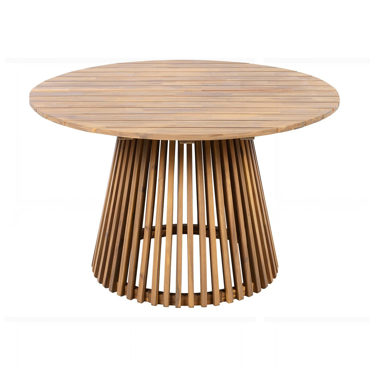 ADOUER WOOD Solid Wood Slatted Pedestal Outdoor Dining Table