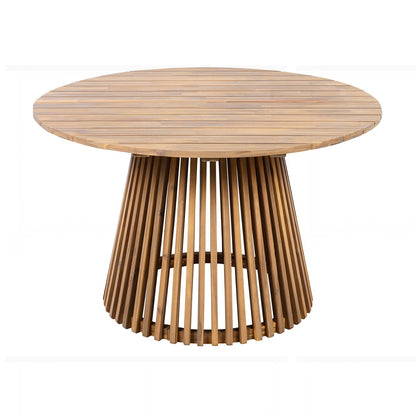 ADOUER WOOD Solid Wood Slatted Pedestal Outdoor Dining Table