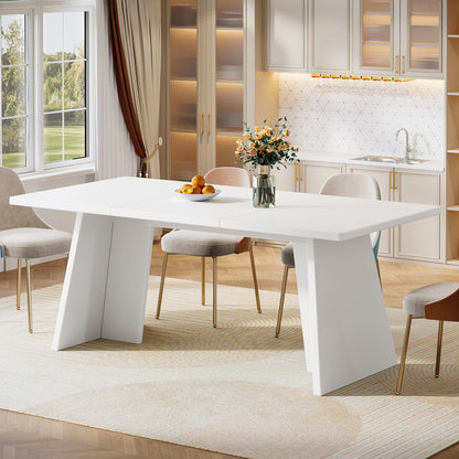 The Monarch Geometric Solid Wood Extendable Dining Table