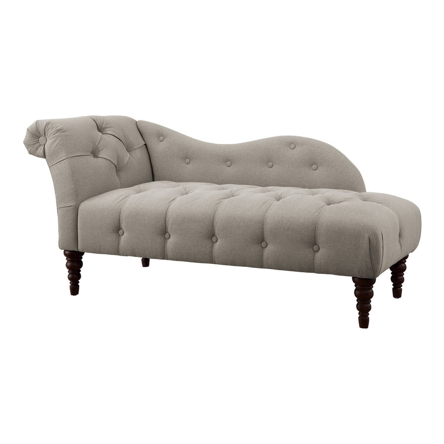 The Heritage Sheesham wood Chaise Lounge Sofa in Linen-Look Cotton