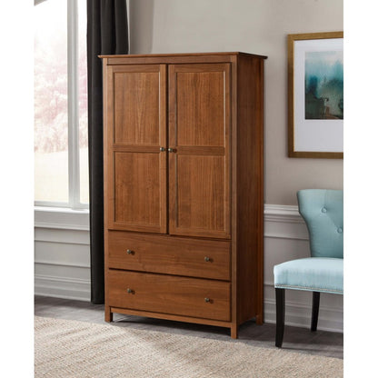 ADOUER WOOD Solid Wood 2-Door Almirah –Wardrobe with 2 Spacious Drawers – Handcrafted Storage Cabinet for Bedroom & Guest Rooms