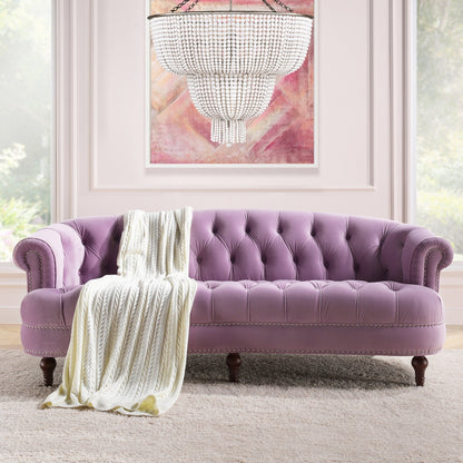 ADOUER WOOD Solid Wood Frame Upholstered Tufted Back 3 Seater Sofa With Backrest