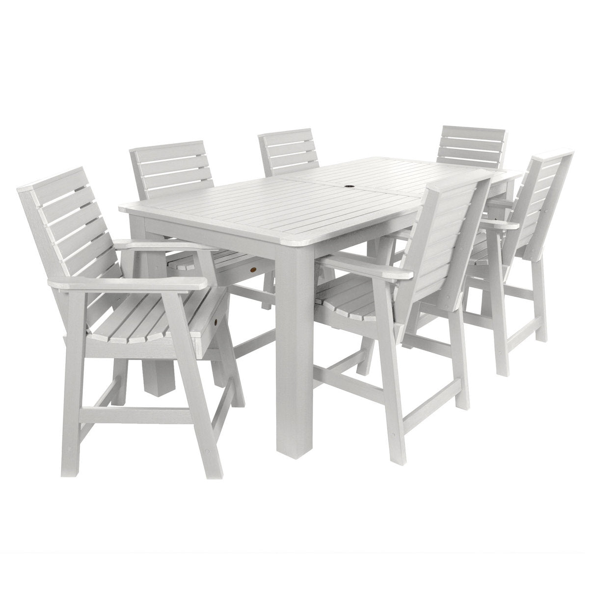 Modern High-Back Solid Wood Outdoor Dining Table and Chair Ensemble