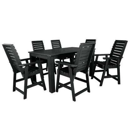 Modern High-Back Solid Wood Outdoor Dining Table and Chair Ensemble