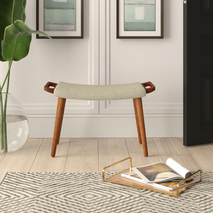 Handcrafted Sheesham Wood Ottoman Bench - Mid-Century Cotton Stool