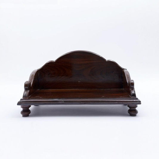 Minimalistic Sheesham Wood Home Temple with Arched Back Panel – Walnut Finish