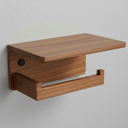 ADOUER WOOD Wall Mount Toilet Paper Holder with Shelf