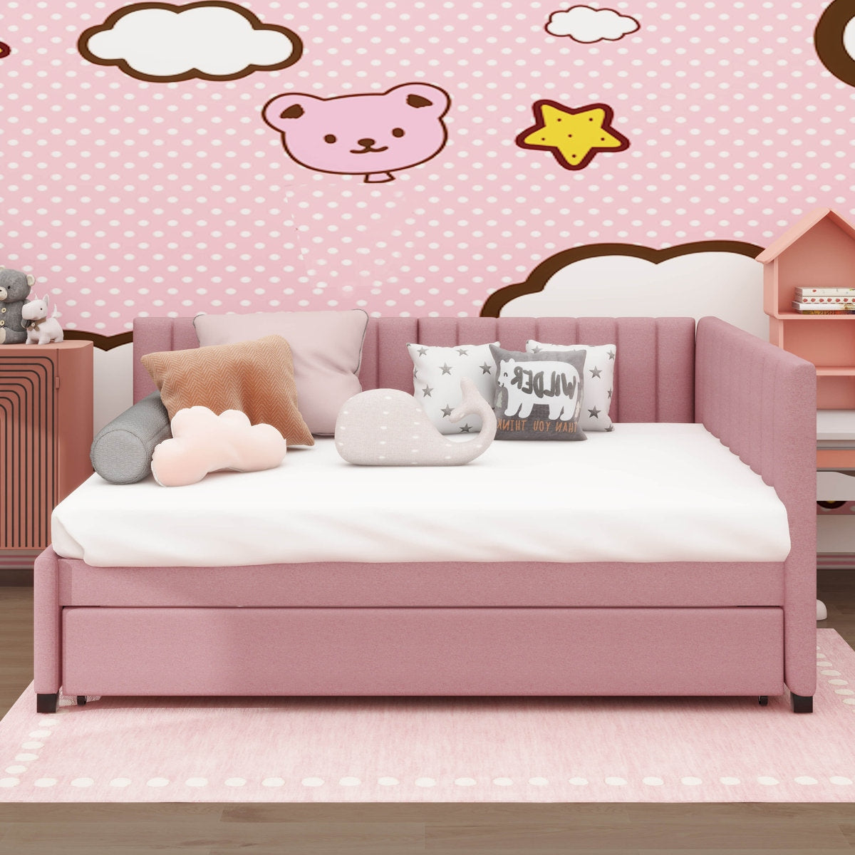 The Modern Sophisticate: Vertical Channel Tufted Solid Wood Daybed with Hidden