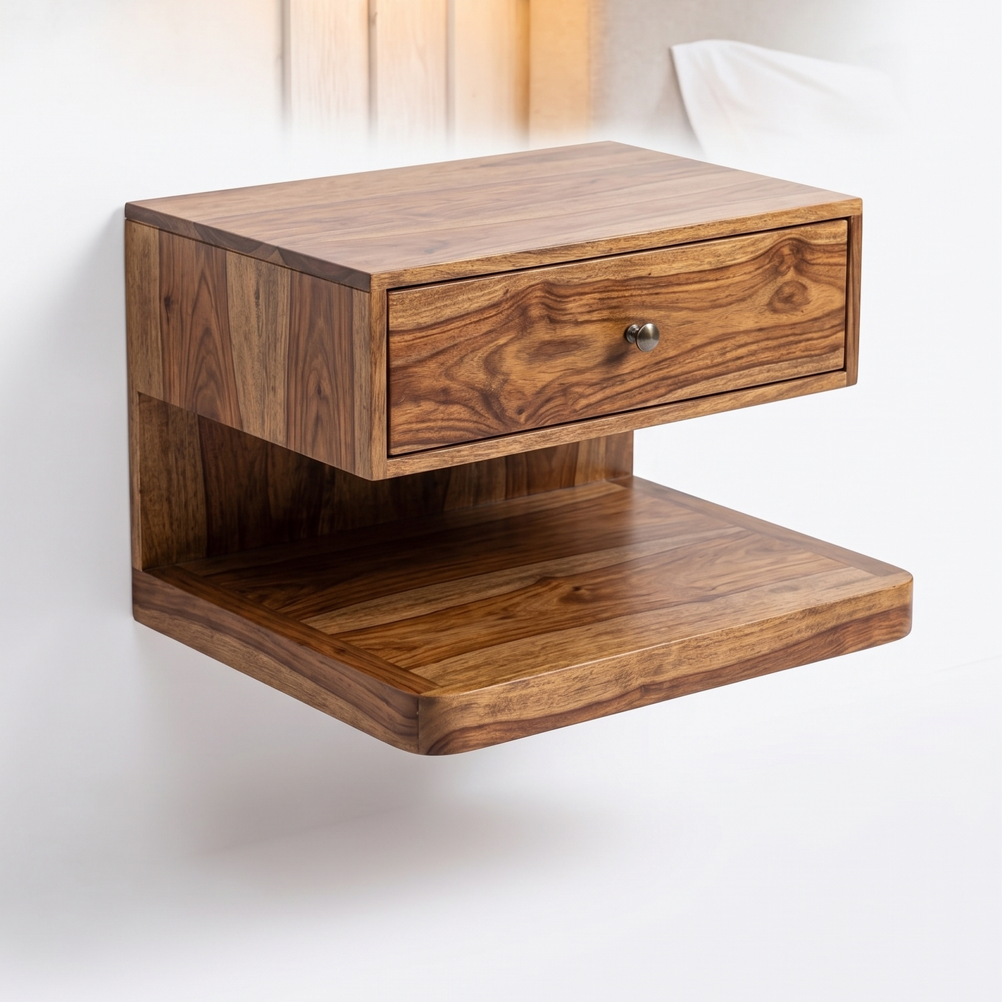 Modern Floating Nightstand with Drawer - Wall Mounted Bedside Table