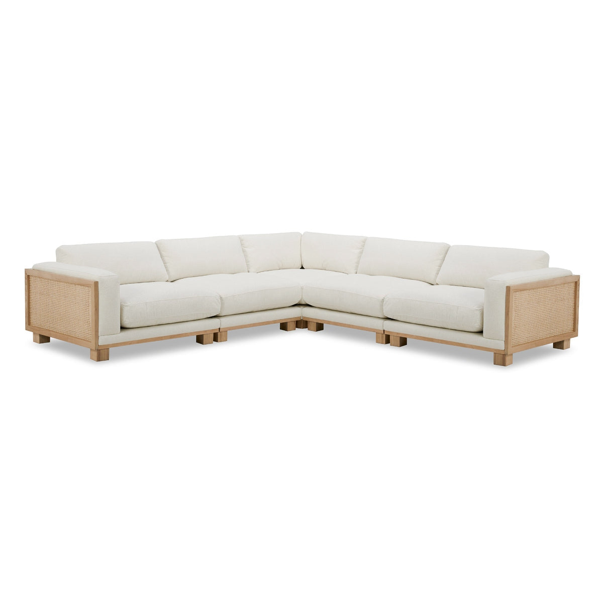 Adouer Wood Acacia Frame Velvet Upholstered Sectional 6 Sofa – Elegant Modern Comfort