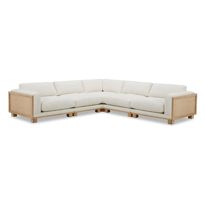 Adouer Wood Acacia Frame Velvet Upholstered Sectional 6 Sofa – Elegant Modern Comfort