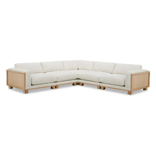 Adouer Wood Acacia Frame Velvet Upholstered Sectional 6 Sofa – Elegant Modern Comfort
