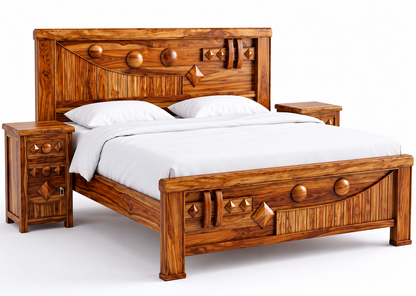 Heavy-Duty Wooden Double Bed by Adouer Wood