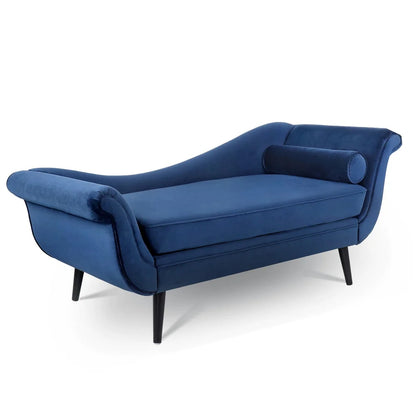 Aqua Velvet S-Shape Daybed with Solid Sheesham Wood Legs