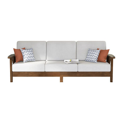 Solid Sheesham Wood Sofa Set with Cotton Cushions