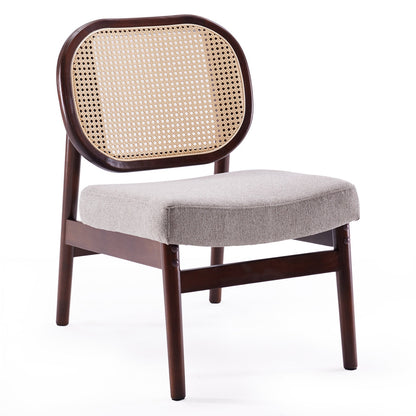 Sheesham Wood Cane Back Armchair with Cotton Seat
