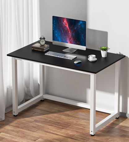 Great Choice Solid Wood Black Top & White Frame/Leg Study and Computer Table for Home & Office