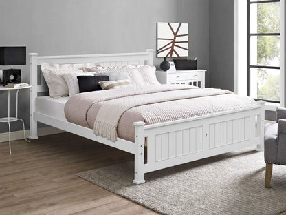 Adouer Wood "Elegant Solid Sheesham Wood Bed with Sleek White Finish – Modern Designer Style"