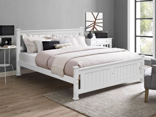 Adouer Wood "Elegant Solid Sheesham Wood Bed with Sleek White Finish – Modern Designer Style"