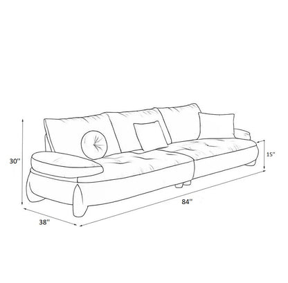 Luxurious Low-Profile Modular Sofa - Tufted Velvet Fabric & Wood Base