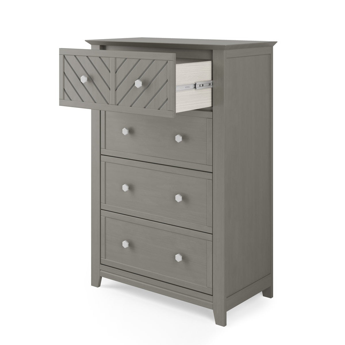 ADOUER WOOD Slate Gray Wood Tallboy Dresser for Nursery and Children’s Bedroom