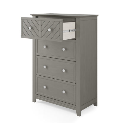 ADOUER WOOD Slate Gray Wood Tallboy Dresser for Nursery and Children’s Bedroom