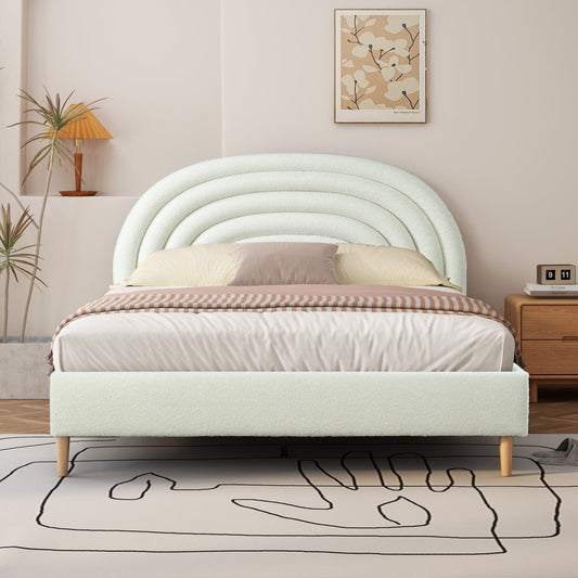 The Luna Rainbow Channel-Tufted Velvet Bed – Solid Wood Frame