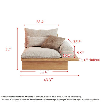 Japanese Style Platform Sofa with Acacia Wood Base and Cotton Fabric