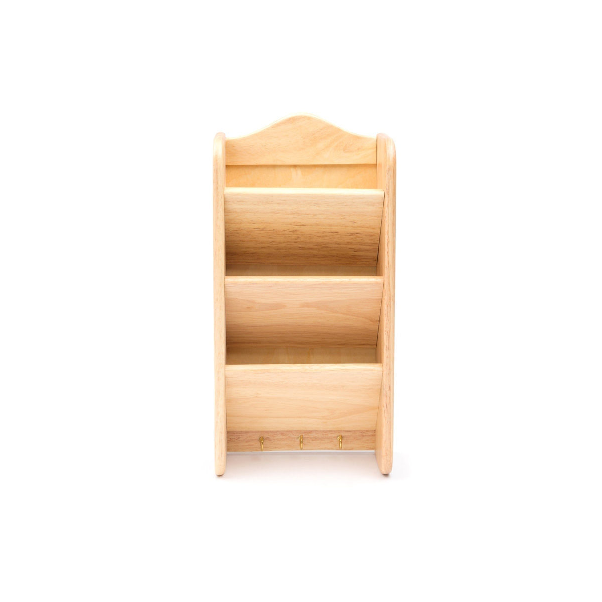 The Functional Design Choice: Handcrafted Natural Wood Wall Organizer - 3-Slot Letter Holder with Key Hooks