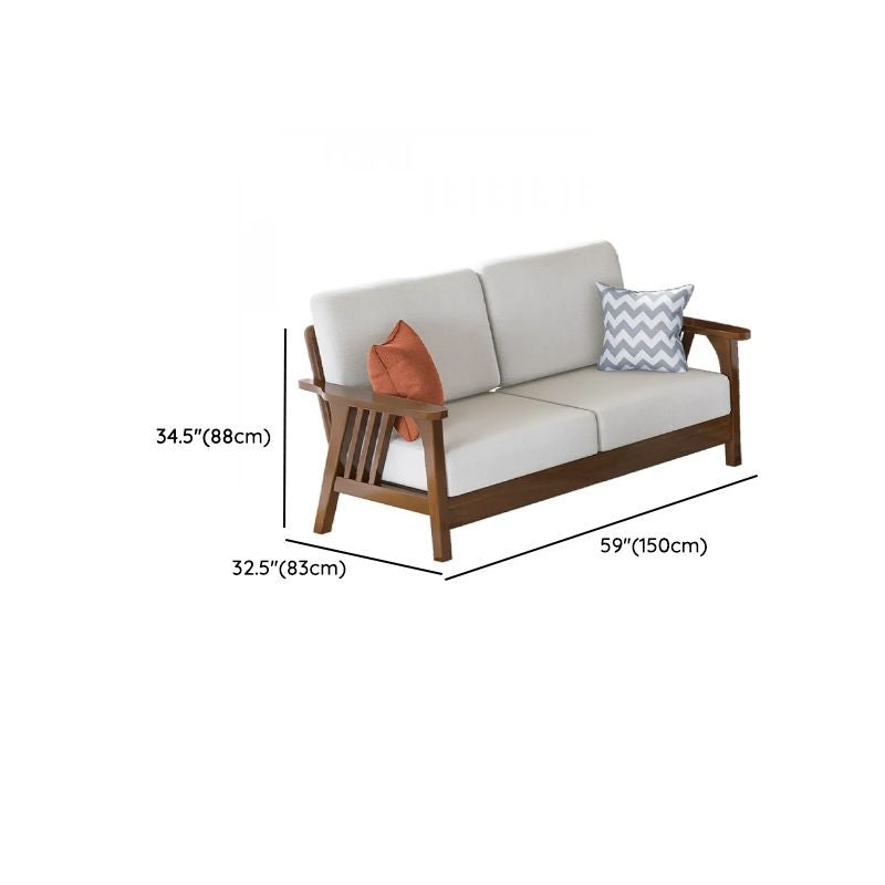 Solid Sheesham Wood Sofa Set with Cotton Cushions