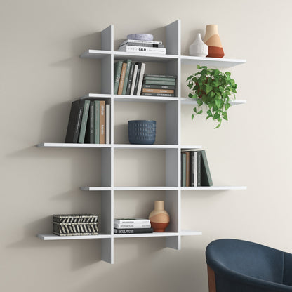 Solid Wood Geometric Interlocking Floating Wall Shelf