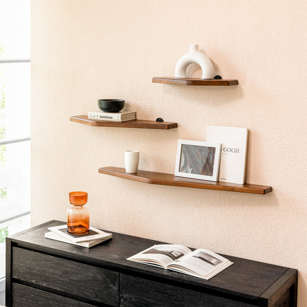 Tapered Solid Wood Floating Shelf Set (3 pcs.)