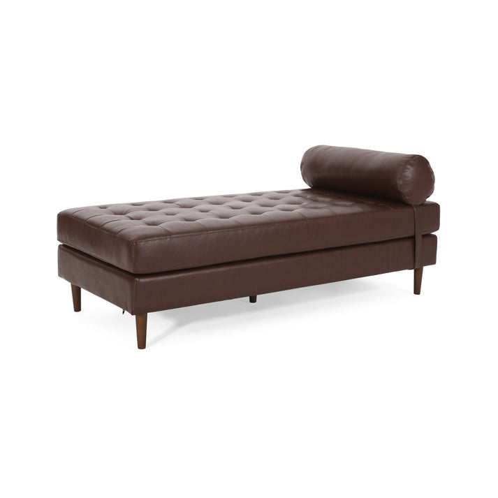 Versatile Sheesham Wood Chaise Lounger Leather Sofa for Entryway or Living Room