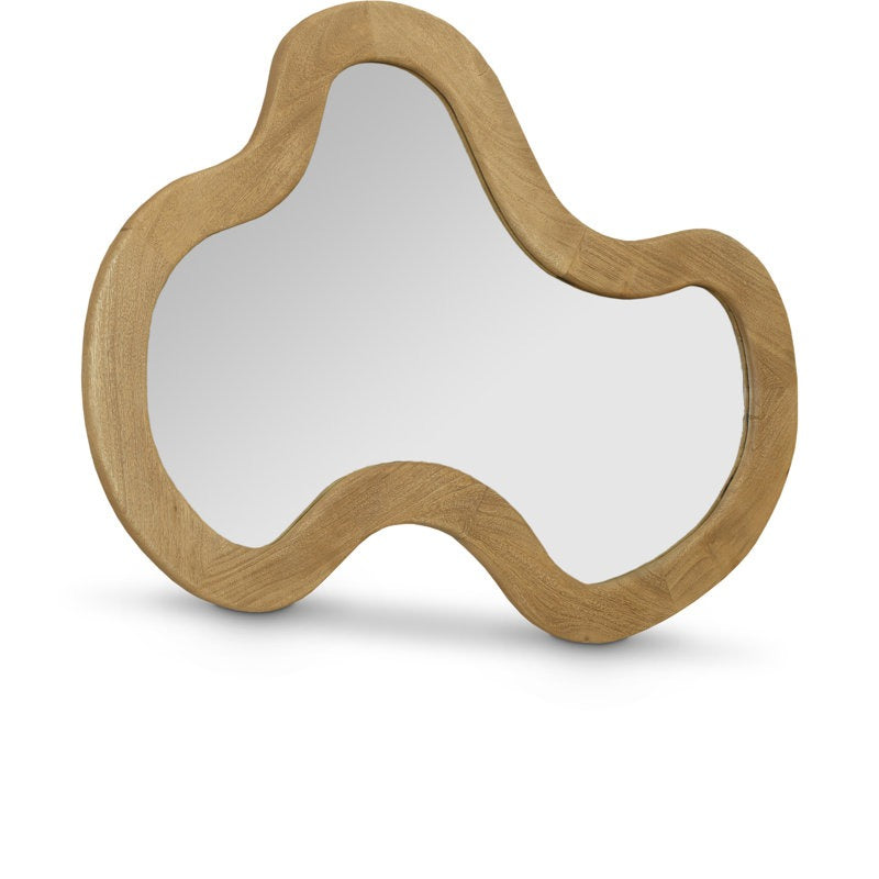 Fluid Cloud Wall Mirror - Asymmetrical Natural Wood Framed Mirror - Modern Scandi-Style Aesthetic Home Decor