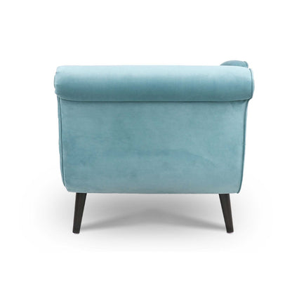 Aqua Velvet S-Shape Daybed with Solid Sheesham Wood Legs