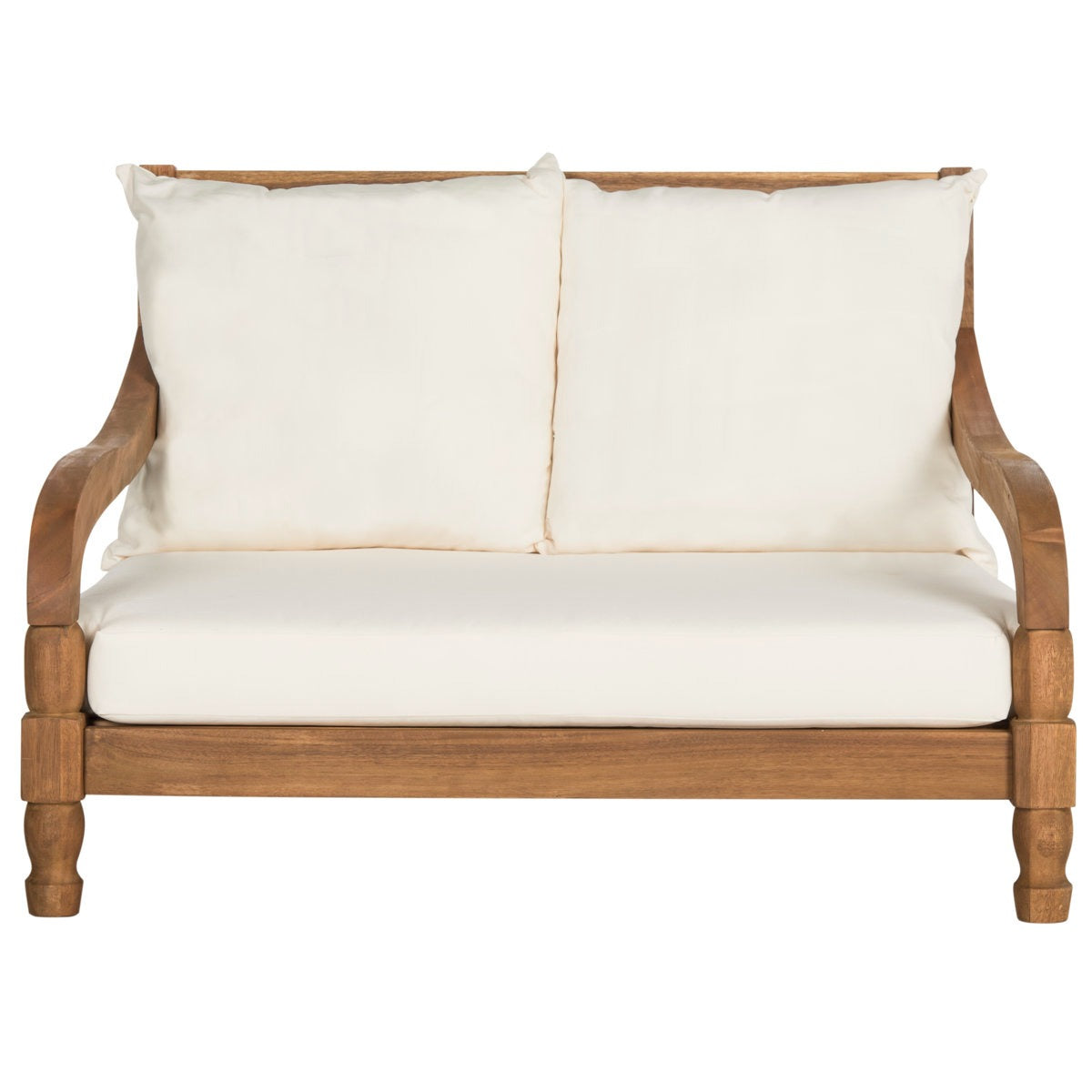 ADOUER WOOD Solid Wood Double Daybed Chaise Lounge with 2 Cushions – Handcrafted 2-Seater Outdoor & Indoor Settee