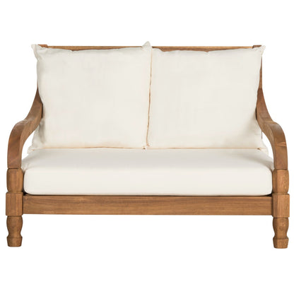 ADOUER WOOD Solid Wood Double Daybed Chaise Lounge with 2 Cushions – Handcrafted 2-Seater Outdoor & Indoor Settee