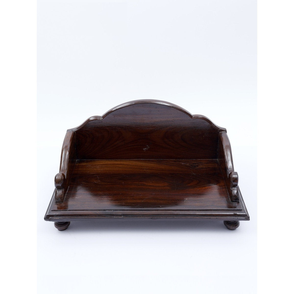 Minimalistic Sheesham Wood Home Temple with Arched Back Panel – Walnut Finish