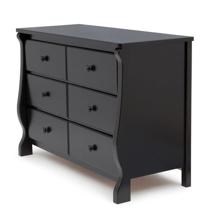 Adouer Wood Classic 6-Drawer Sleigh Kids' Chest Of Drawers – Matte Black Finish