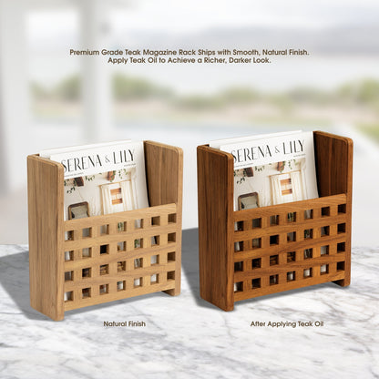 Geometric Grid Solid Wood Wall Rack for Magazines and Records