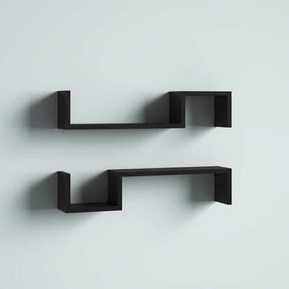 2-Piece Minimalist Wooden Bookshelf, Heavy Duty Decorative Display Ledge for Wall Decor