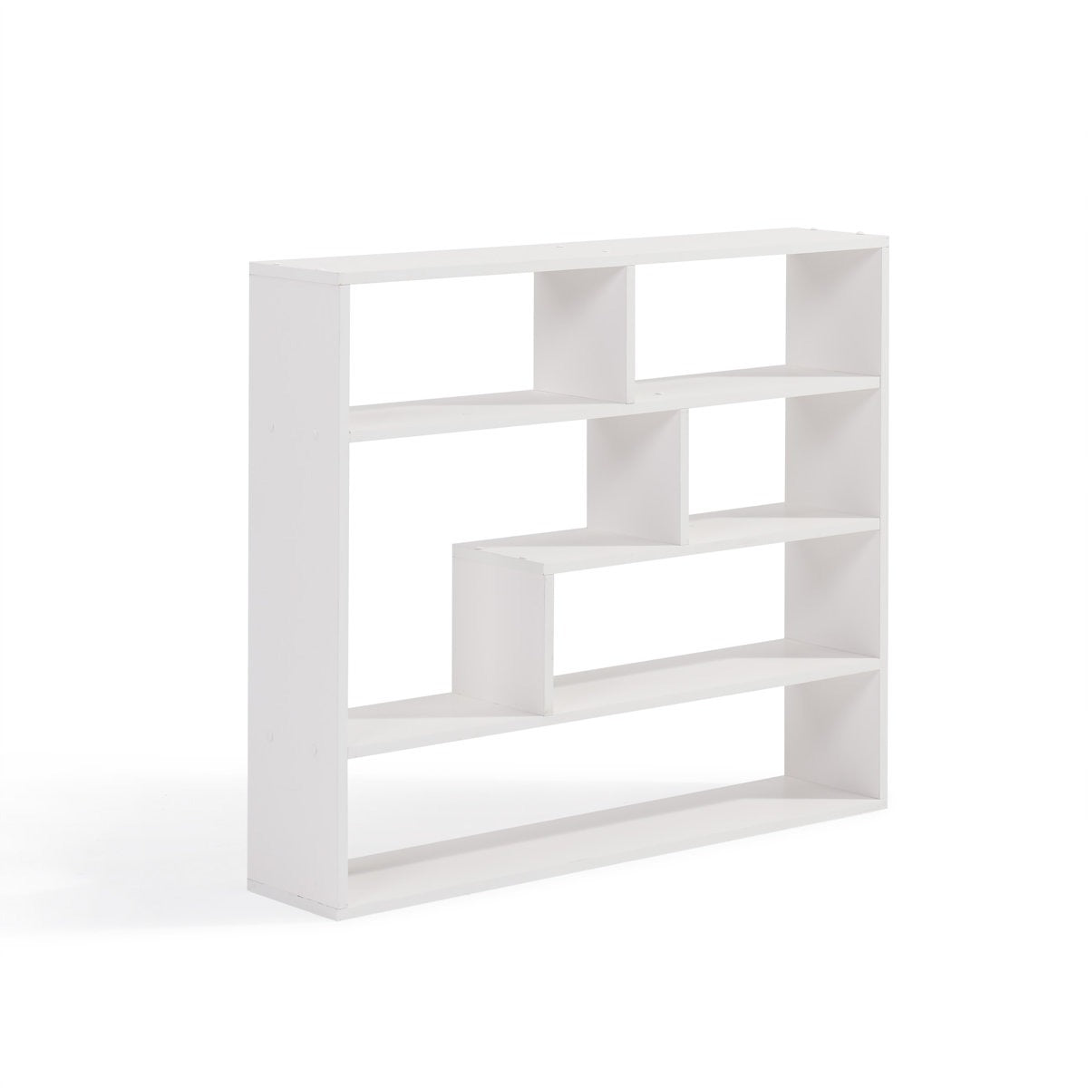 Modern Geometric Multi-Tier Solid Wood Floating Bookshelf
